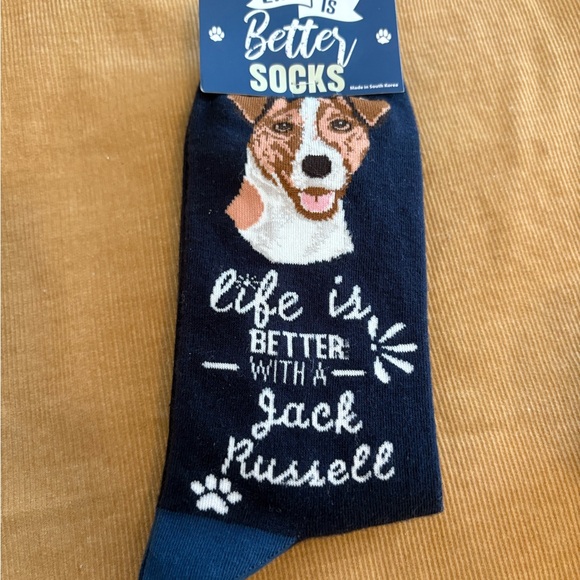 Life is Better Other - NWT Life Is Better Socks - Jack Russell Dog Print (Navy)